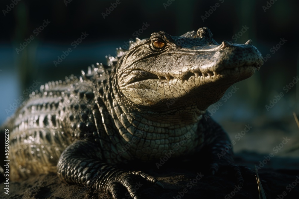 Fototapeta premium wild crocodile or alligator image, high quality image, portrait, documentary photo, generative AI