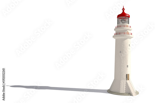 Bright lighthouse with shadow