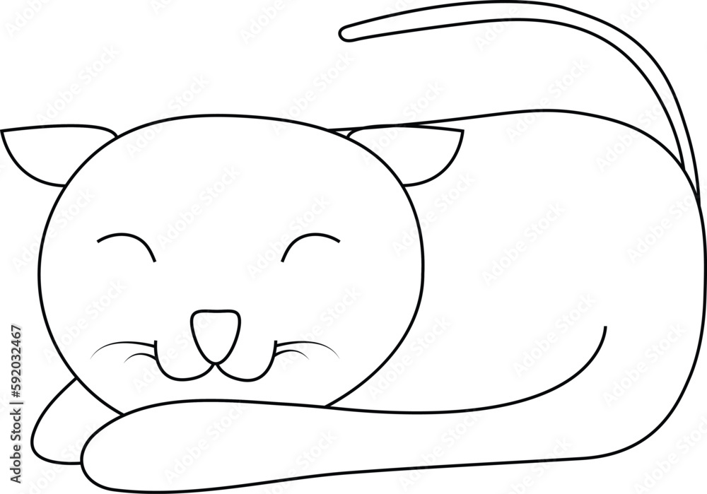 Cute Cat Sleeping In The Moon Coloring Page Cute Cat Sleeping In The Moon Coloring Page