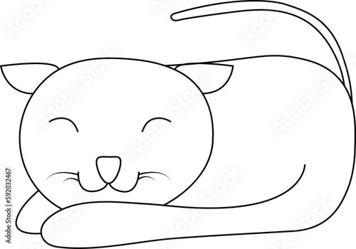 Cute Cat Sleeping In The Moon Coloring Page