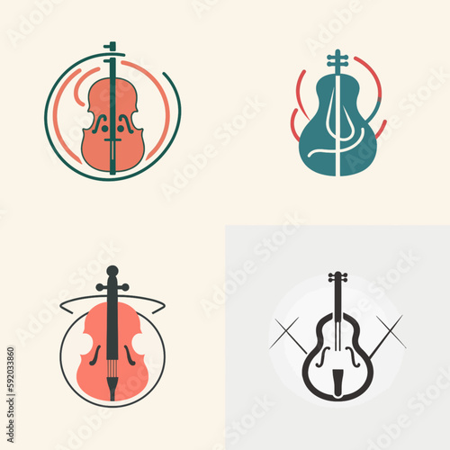 illustration of a set of icons виолончель скрипка