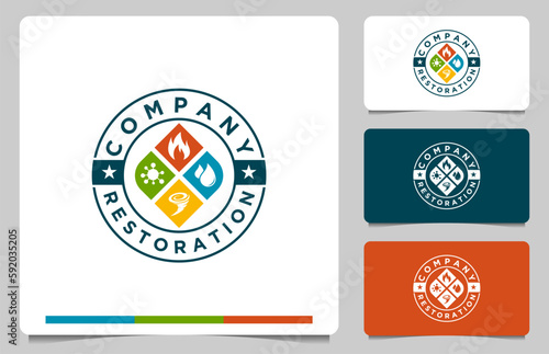 Water, Fire and Mold shield services Logo Design template