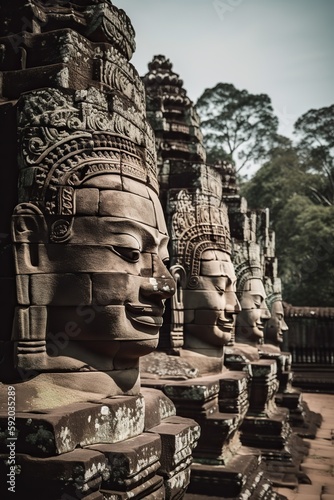 The Angkor Wat temple complex in Cambodia, generative artificial intelligence photo