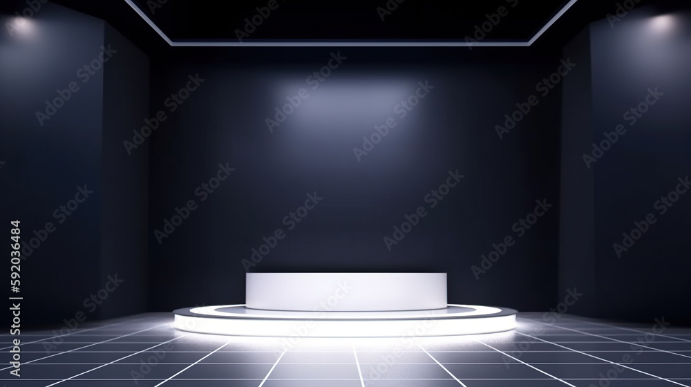 Product Stand Navy White, Generative AI, Illustration Product Stand Navy White, Generative AI, Illustration