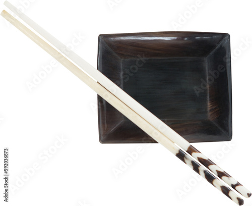 Close up of chopstick with bowl