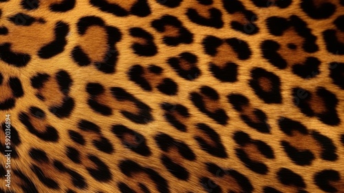Leopard skin background. Wild cat leather  top view  close up. Generative AI animal texture