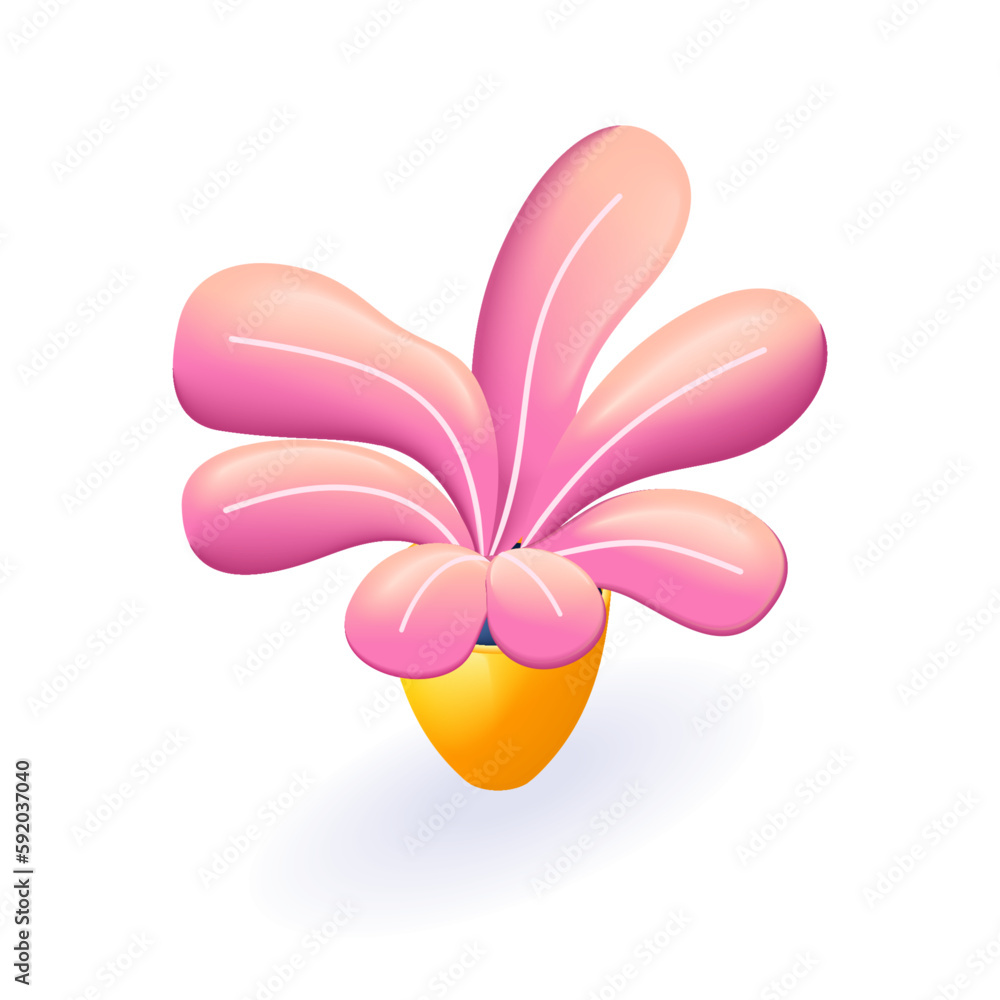 Isometric 3D icon Flower, plant with leaves in yellow pot. Cartoon minimal style. Vector for website Isometric 3D icon Flower, plant with leaves in yellow pot. Cartoon minimal style. Vector for website