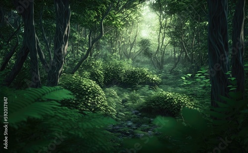 Wild dense forest natural, Tropical Rainforest Landscape, Dense Tropical Rain Forest