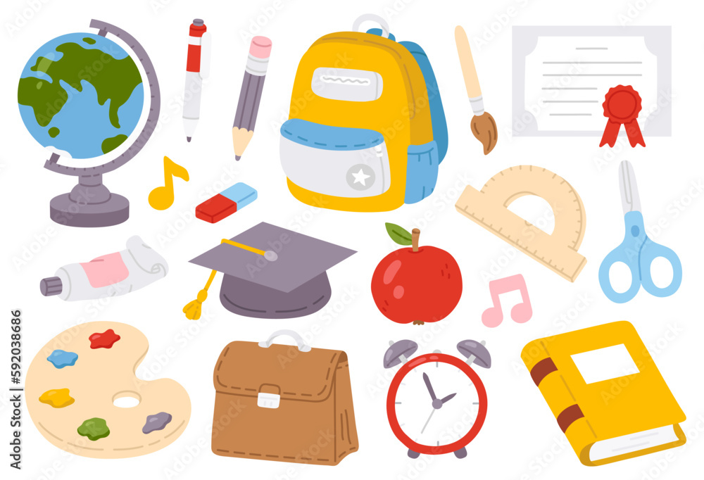 Vector illustration set of doodle back to school icon elements for digital stamp,greeting card,sticker,icon,design Vector illustration set of doodle back to school icon elements for digital stamp,greeting card,sticker,icon,design