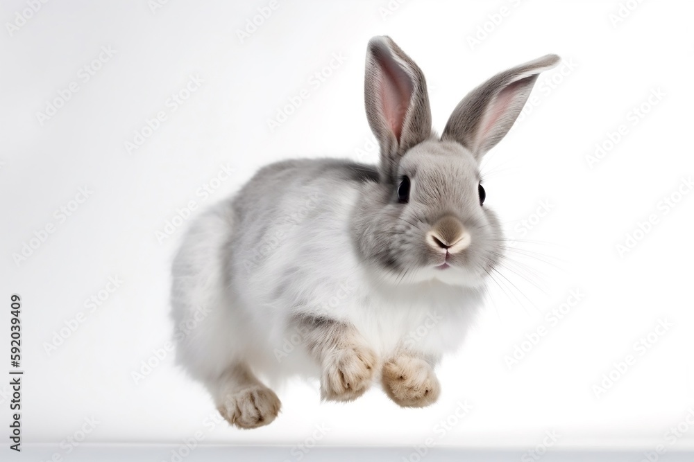 grey rabbit on white background grey rabbit on white background