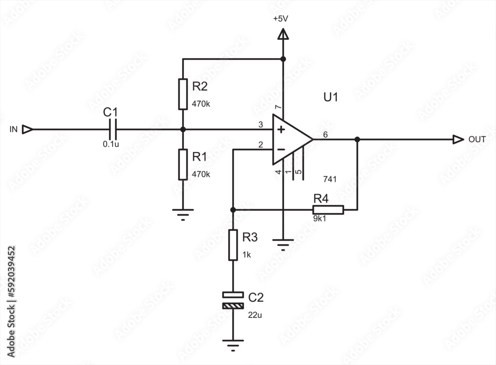 Schematic diagram of electronic device. Vector drawing electrical