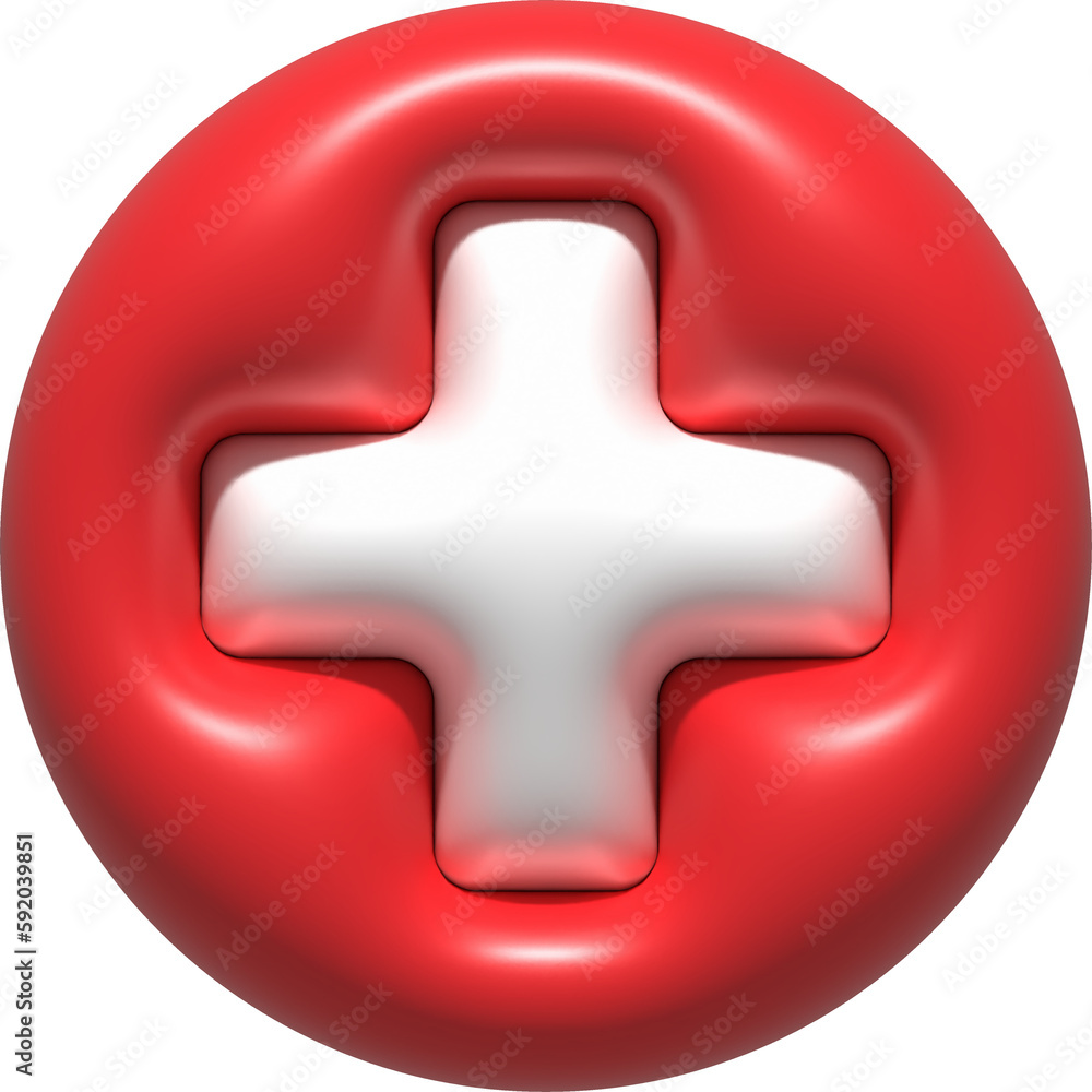 Obraz premium 3D illustration medical cross symbol button