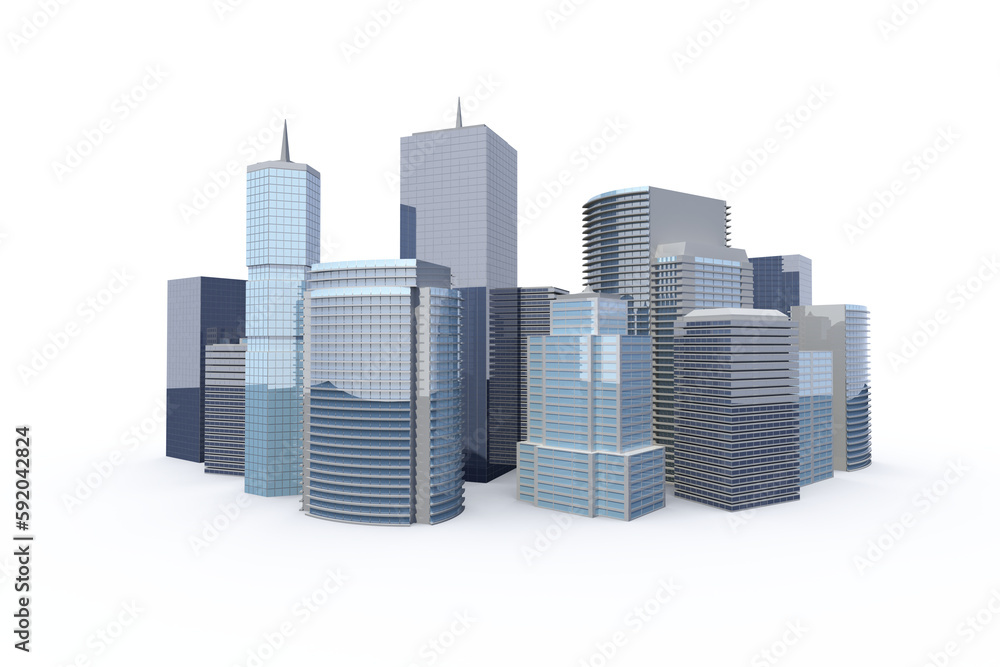 Three dimensional image of modern buildings