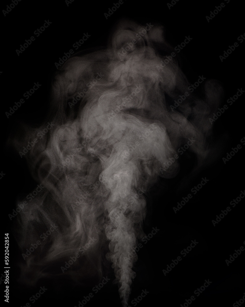 White steam overlay effect on black background.