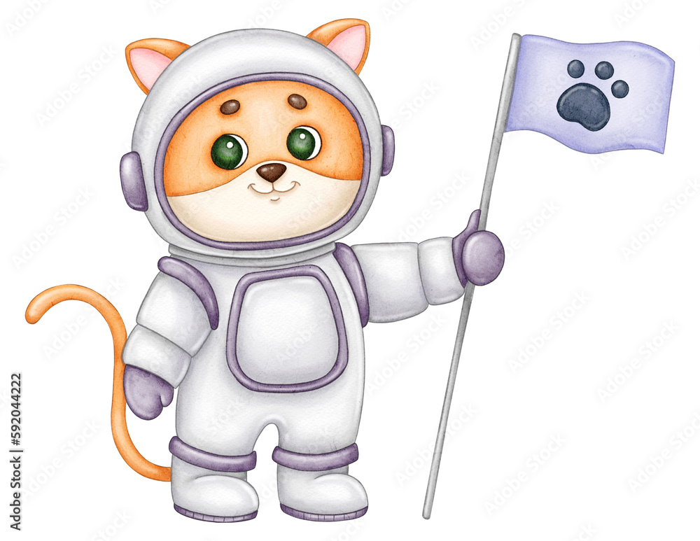 Fototapeta premium Cute cat astronaut