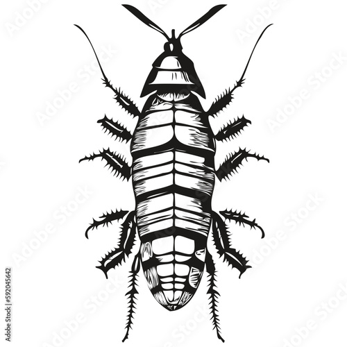 Hand drawn cockroach on a white background, cockroaches