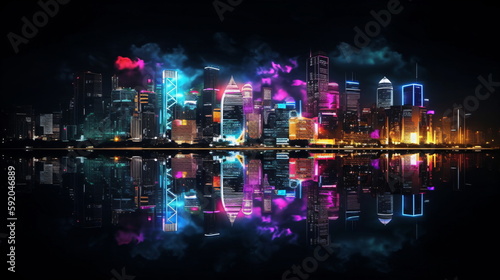 Electric Nights  Vibrant Neon Cityscape  Brimming with Energy and Movement  Captured with Precision and Artistry  to Bring the Thrilling Energy of the City Into Your Home or Workspace. Generative AI