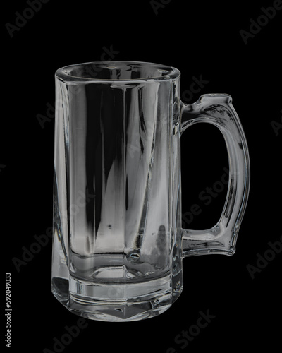 Obraz na płótnie Empty beer glass isolated on black background. Single beer mug or Toby jug. Closeup. w salonie