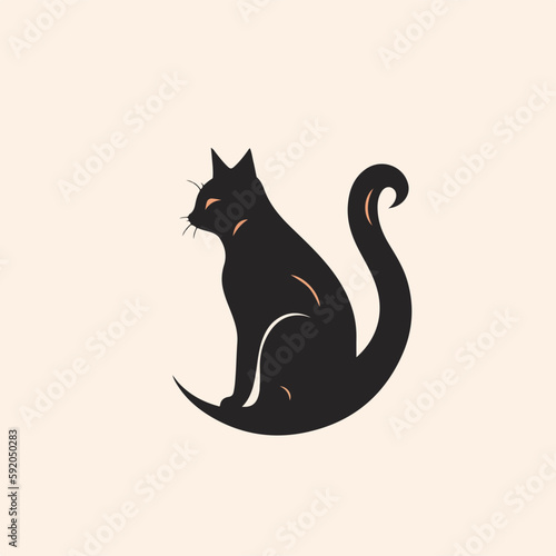 Vector isolated cat. Black Cat Silhouette. 
