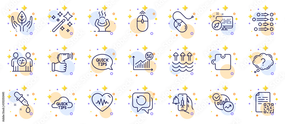 Outline set of Evaporation, Electronic thermometer and Vaccine announcement line icons for web app. Include Difficult stress, Question mark, Quickstart guide pictogram icons. Puzzle. Vector Outline set of Evaporation, Electronic thermometer and Vaccine announcement line icons for web app. Include Difficult stress, Question mark, Quickstart guide pictogram icons. Puzzle. Vector