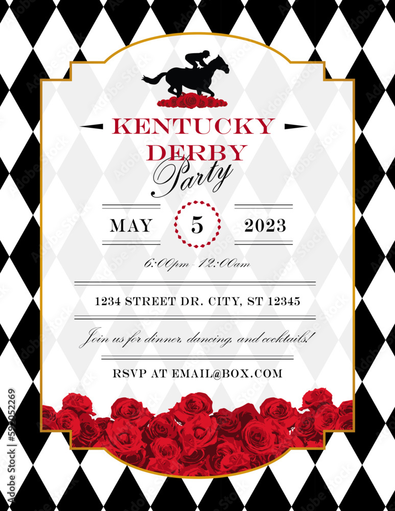 Kentucky Derby Flyer Party Invitation Stock Vector | Adobe Stock