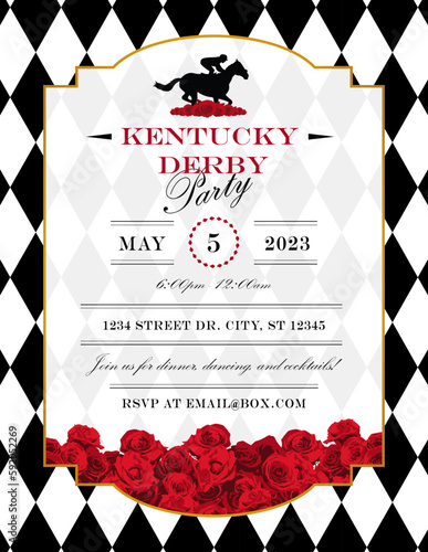 Fototapete Kentucky Derby Flyer Party Invitation