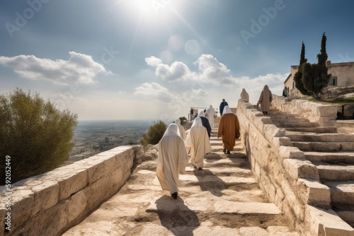 Procession on the Mount of Olives - AI Generated Fototapet