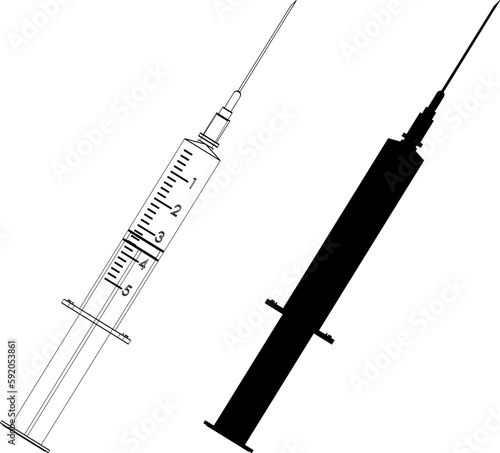 empty syringe silhouette on the white background