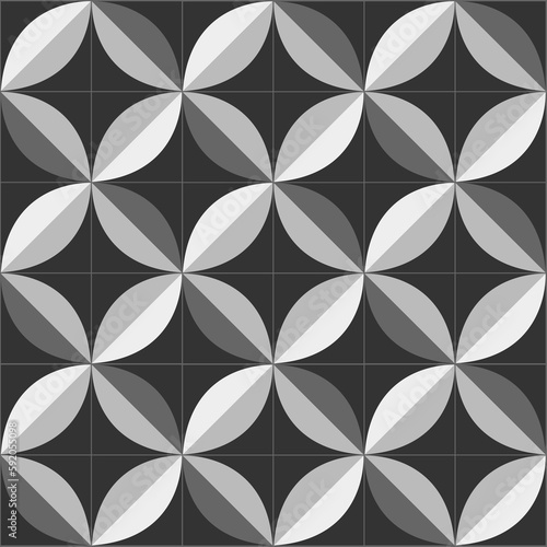 Ceramic tiles. Grayscale 70's shapes pattern. EPS Illustration. 