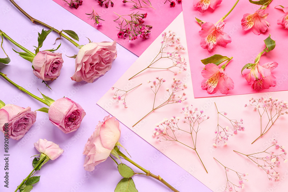 Beautiful flowers on color background Beautiful flowers on color background