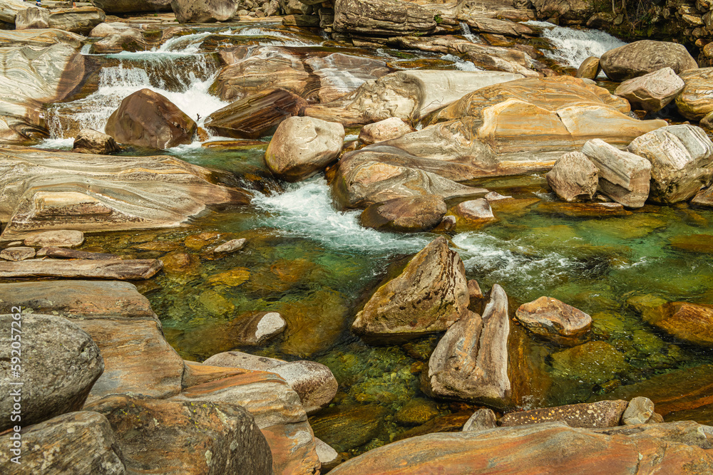 Mountain river, verzasca valley, ticino, switzerland Mountain river, verzasca valley, ticino, switzerland