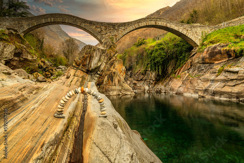 Ponte dei salti, Lavertezzo, Ticino, Switzerland photo