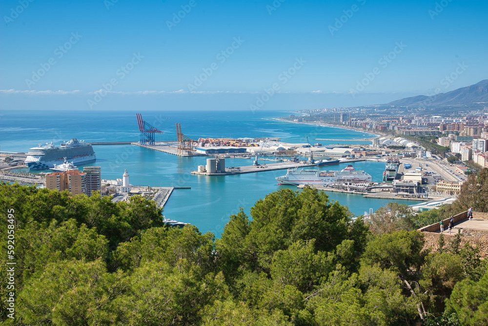 Bay and port of Malaga city, Andalucia, Spain