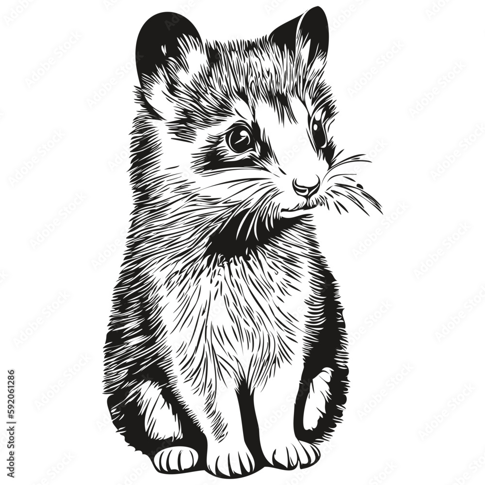 Ferret logo, black and white illustration hand drawing polecat Ferret logo, black and white illustration hand drawing polecat