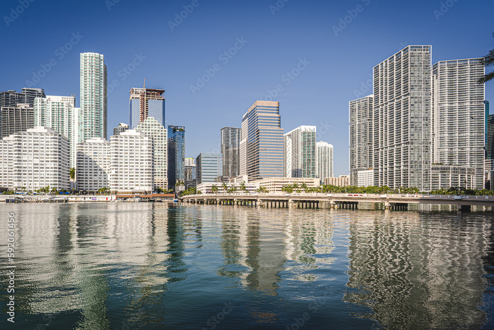 Miami, USA - December 4, 2022. View of the Brickell buildings in Miami Miami, USA - December 4, 2022. View of the Brickell buildings in Miami