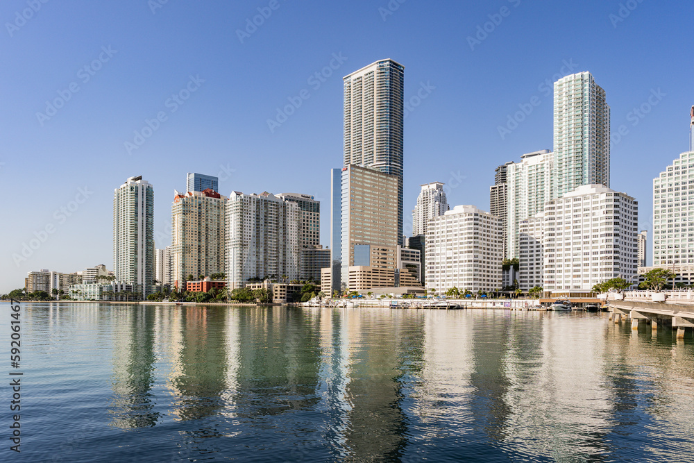 Miami, USA - December 4, 2022. View of the Brickell buildings in Miami