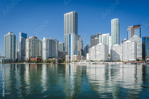Miami  USA - December 4  2022. View of the Brickell buildings in Miami