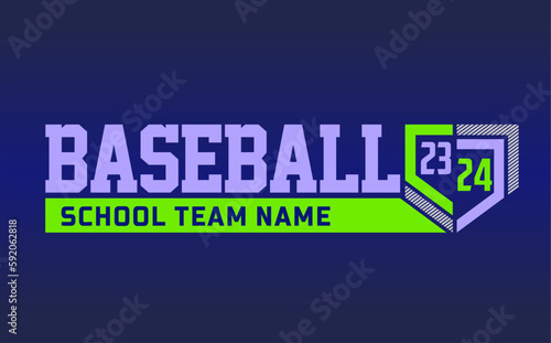 Baseball team design isolated on dark blue black background. School spirit shirts sport fan emblem. For print or cut (Cricut, Silhouette). 
 