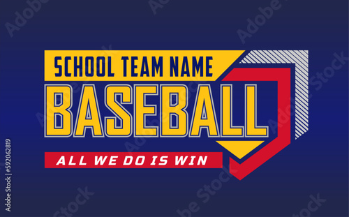 Baseball team design isolated on dark blue black background. School spirit shirts sport fan emblem. For print or cut (Cricut, Silhouette). 
 