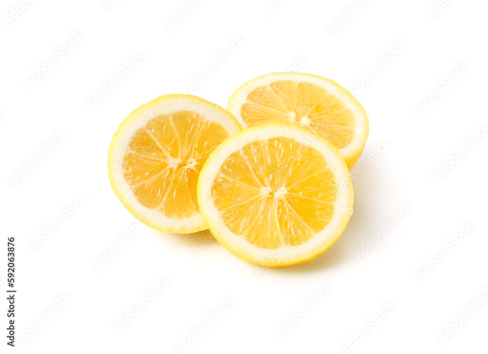 Slices of fresh lemon on white background Slices of fresh lemon on white background