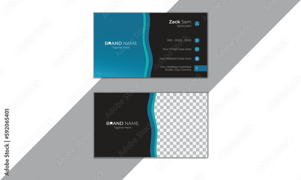 Striped Optical Illusion Business Card. Vector creative business card