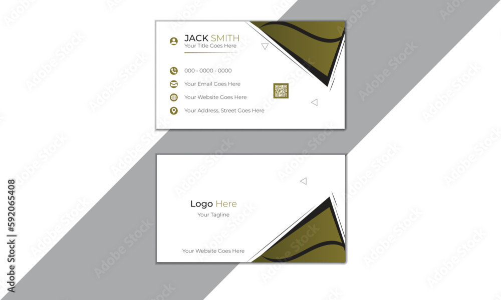 Double-sided creative modern business card template. Horizontal and vertical layout. Vector illustration. Striped Optical Illusion Business Card.