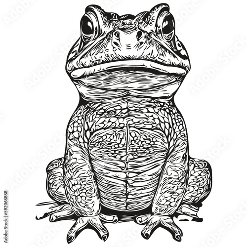 Vector image of silhouette of a frog on a white background, toad