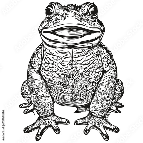 Vector image of silhouette of a frog on a white background, toad