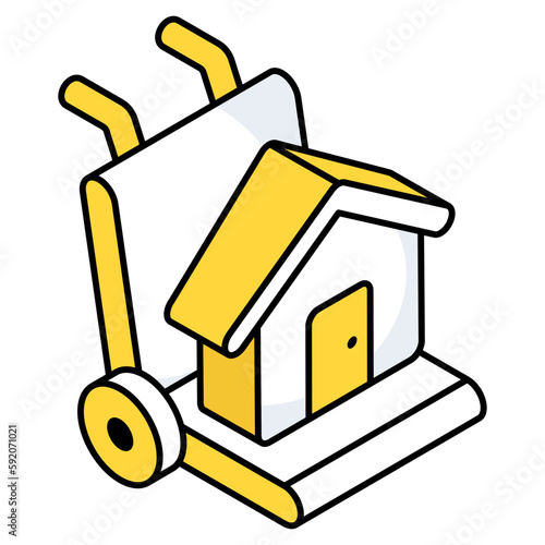 A flat design icon of home moving 