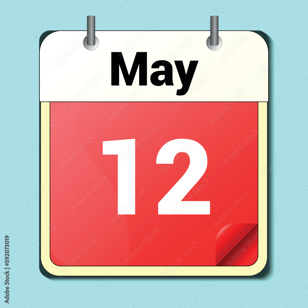 calendar vector drawing, date May 12 on the page calendar vector drawing, date May 12 on the page
