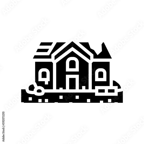 broken house disaster glyph icon vector illustration
