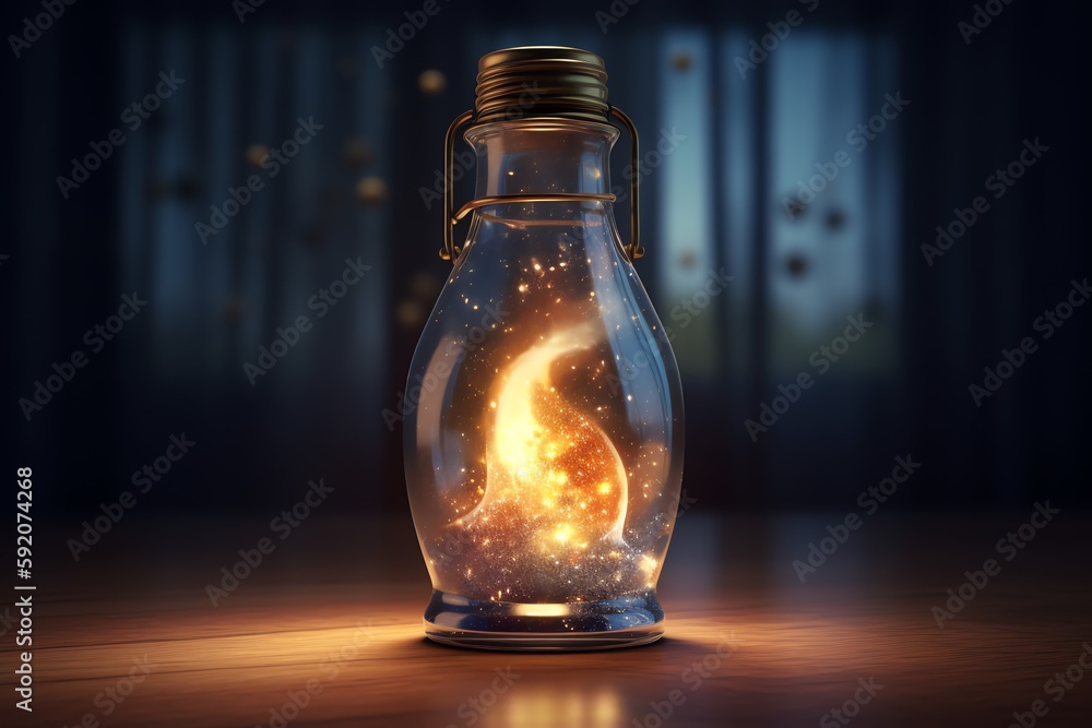 magical bottle with lights
