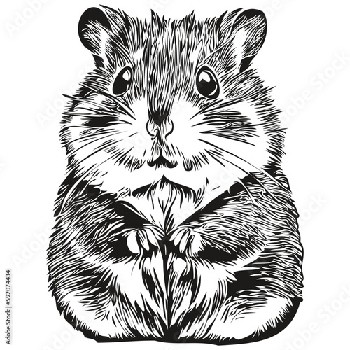 hamster  vintage illustration, black and white vector art hamsters
