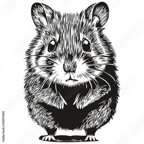 hamster logo, black and white illustration hand drawing hamsters